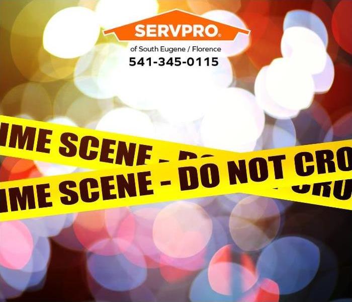 Crime scene tape defines the perimeter of an active crime scene investigation. 